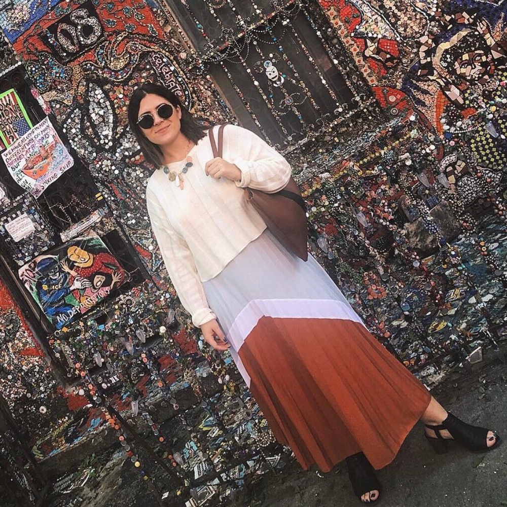 Print Pleated Maxi Skirt
